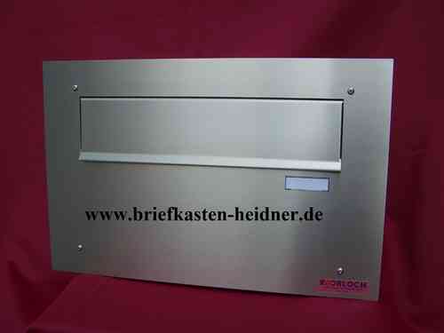 MDH16: Mauerdurchwurf-Briefkasten, 1-teilig, Fixtiefe 270 mm, Zeitungsklappe, Edelstahl / grau