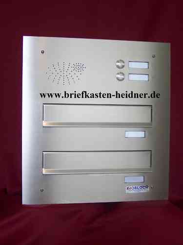 MDH46: Mauerdurchwurf-Briefkasten-Anlage Doppelbriefkasten, 300, 2-tlg, variable Tiefe, Edelstahl