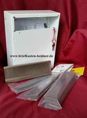 KAH45: Renz-Innentür-Briefkasten-Komplettset 260, weiß / Edelstahl