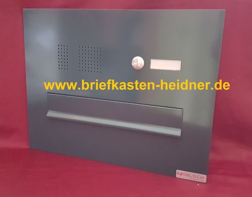 BEH105 Frontplatte für Durchwurf-Briefkästen 300 mm, 1 Klingel, Sprechsieb EBK, anthrazitgrau