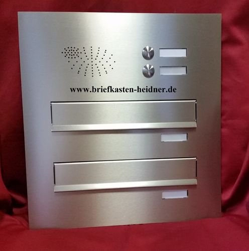BEH118: Knobloch-Frontplatte, 2-tlg., 260, 2 Briefeinwürfe, Klingeltaster, Namensschild, Edelstahl