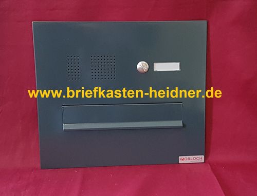 BEH108-AT: Frontplatte für Durchwurf-Briefkästen 260 mm, 1 Klingel, Sprechsieb EBK, anthrazitgrau