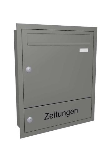 UPH1006 Unterputz-Briefkasten mit Zeitungsfach, Eingravur "Zeitungen", versch. RAL-Farben