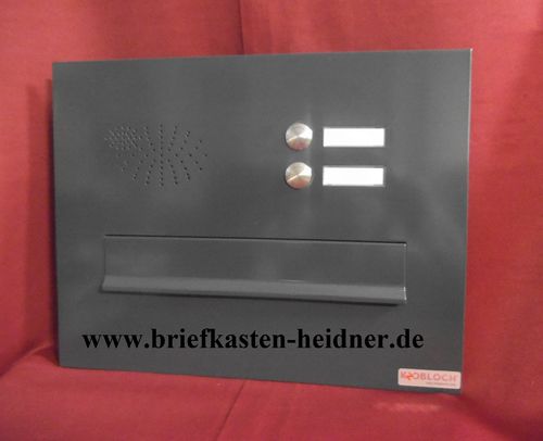 BEH119: Knobloch-Frontplatte für Mauerdurchwurf-Briefkästen 300 mm, 2 Klingeln, anthrazitgrau
